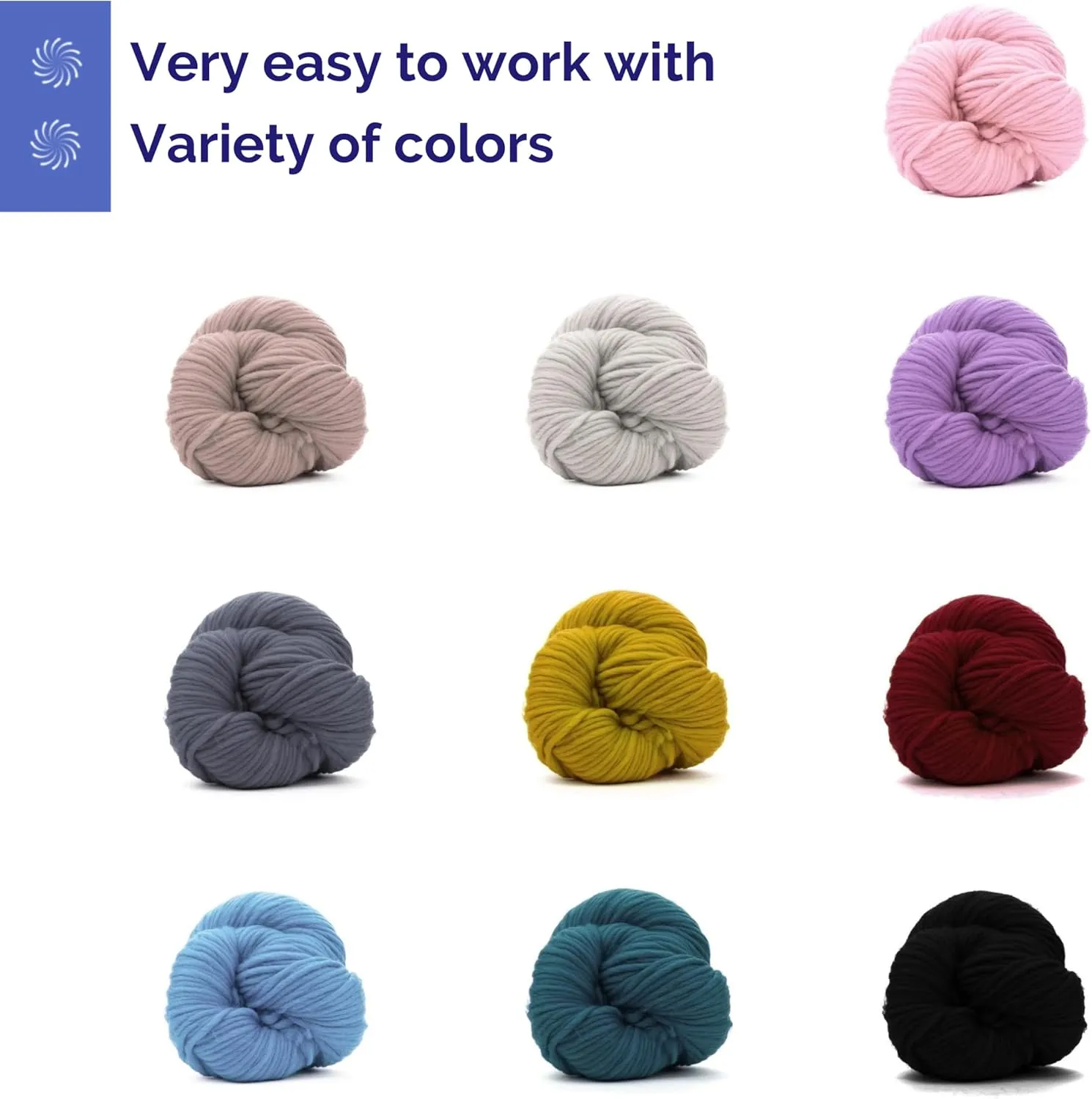 | Premium Super Bulky Merino Wool Yarn | 100-Grams of 100% Chunky Weight for Knitting, Crochet, Baby Blanket, Dyed, Felting, Weaving | Candy Floss Pink