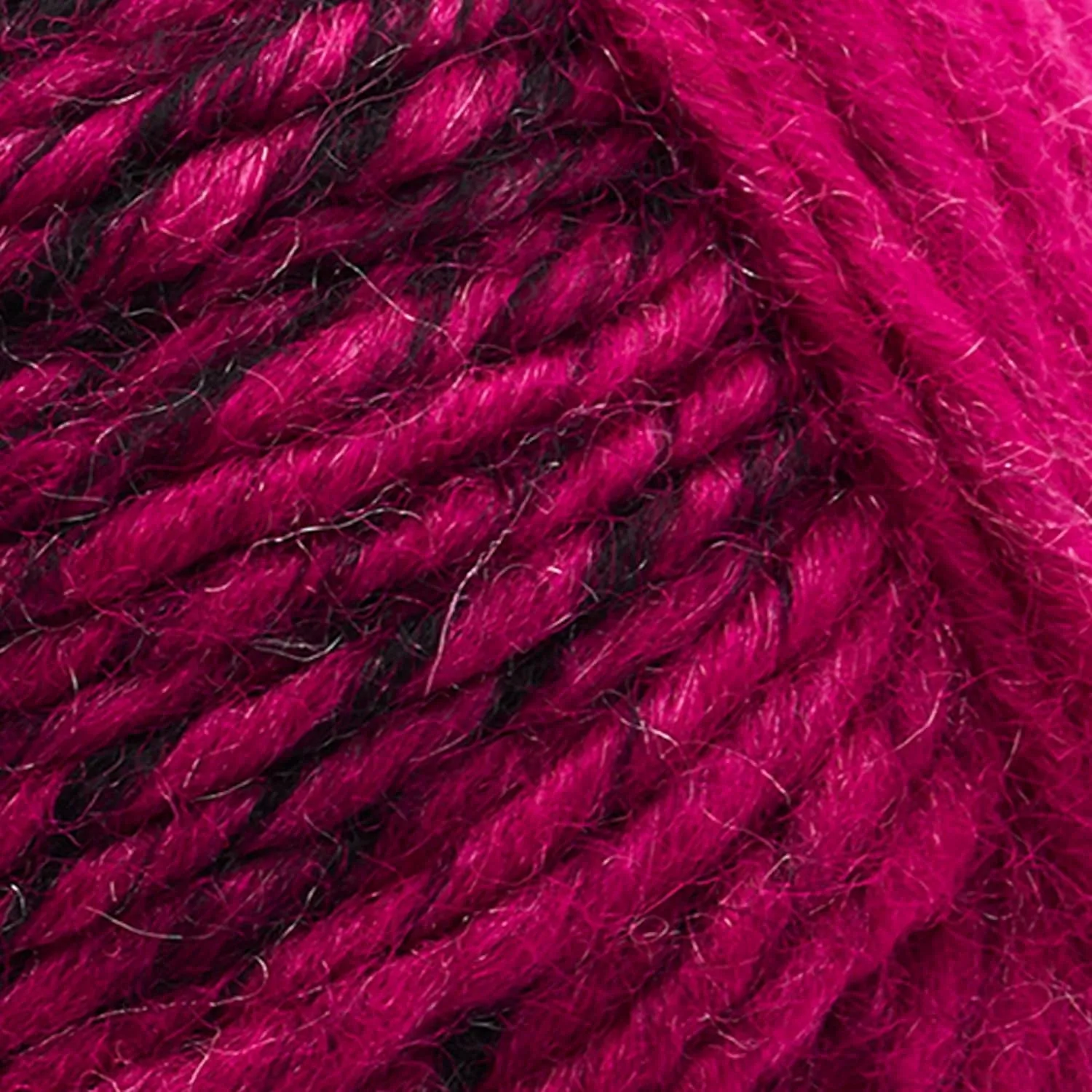 (1 Skein) Lion Brand Yarn Scarfie Bulky Yarn, Black/Hot Pink