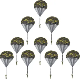 10 Pcs Parachute Toy, Camo Parachute Men Tangle Free Throwing Hand Throw Outdoor Flying Paratrooper Toy No Battery nor Assembly Required