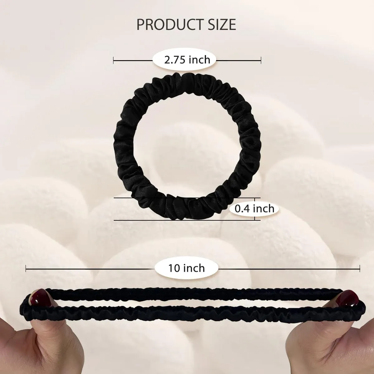 100% Mulberry Silk Scrunchies, 4 Count (Black, Silver Gray) - 22 Momme Pure Mulberry Silk, Elastic Hair Ties, Protects Hair from Damage, Suitable for Various Hairstyles, Fashion Item Choice
