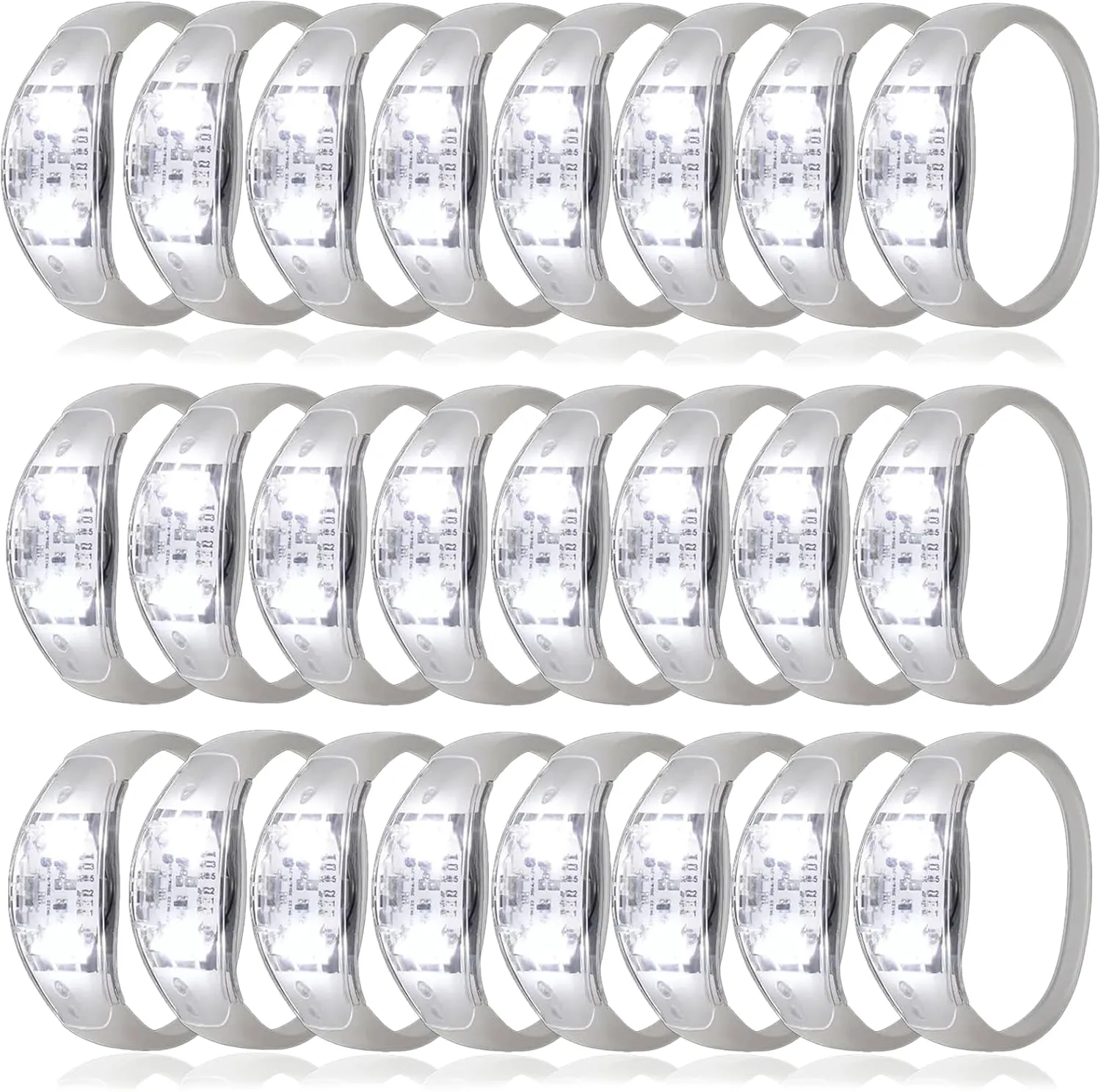 100 Pcs LED Bracelets Sound Activated with Flashing LED Strobe Music Control Light Up Bracelets for Rave, Game Prizes, Birthday Party Favor,Valentine's Day gift (White)