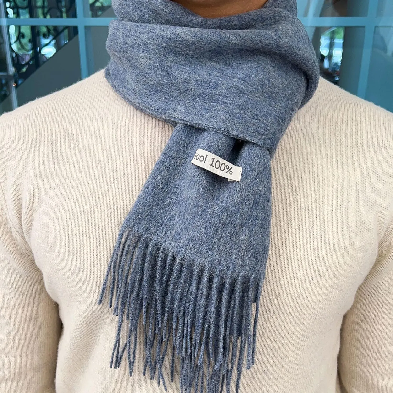 100% Wool Scarf - Men and Women Winter Warm Soft Luxurious Solid Colors Gift Box