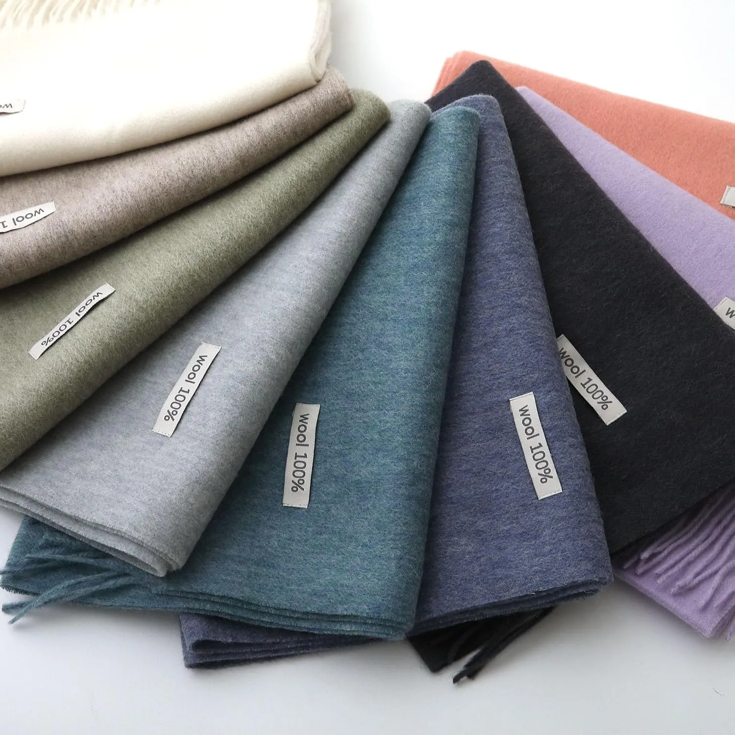 100% Wool Scarf - Men and Women Winter Warm Soft Luxurious Solid Colors Gift Box