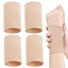 2 Pairs Wrist Wraps Men & Women Beige Spor tCompression Wrist Brace Wrist Sleeve Elastic Wrist Widget Bands Supports Carpal Tunnel Tattoo Cover Up(XX-Large)