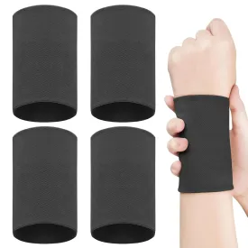 2 Pairs Wrist Wraps Men & Women Black Sport Compression Wrist Brace Wrist Sleeve Elastic Wrist Widget Bands Supports Carpal Tunnel Tattoo Cover Up(Medium)