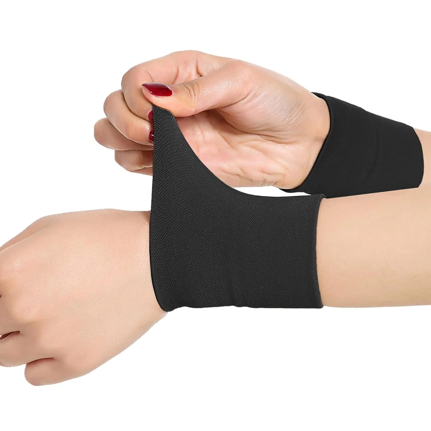 2 Pairs Wrist Wraps Men & Women Black Sport Compression Wrist Brace Wrist Sleeve Elastic Wrist Widget Bands Supports Carpal Tunnel Tattoo Cover Up(Medium)
