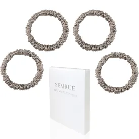 22 Momme 100% Pure Mulberry Silk Scrunchies (4 PCS) - Small Hair Elastics and Ties for Women, Sleep Hair Care, No Damage, Apricot