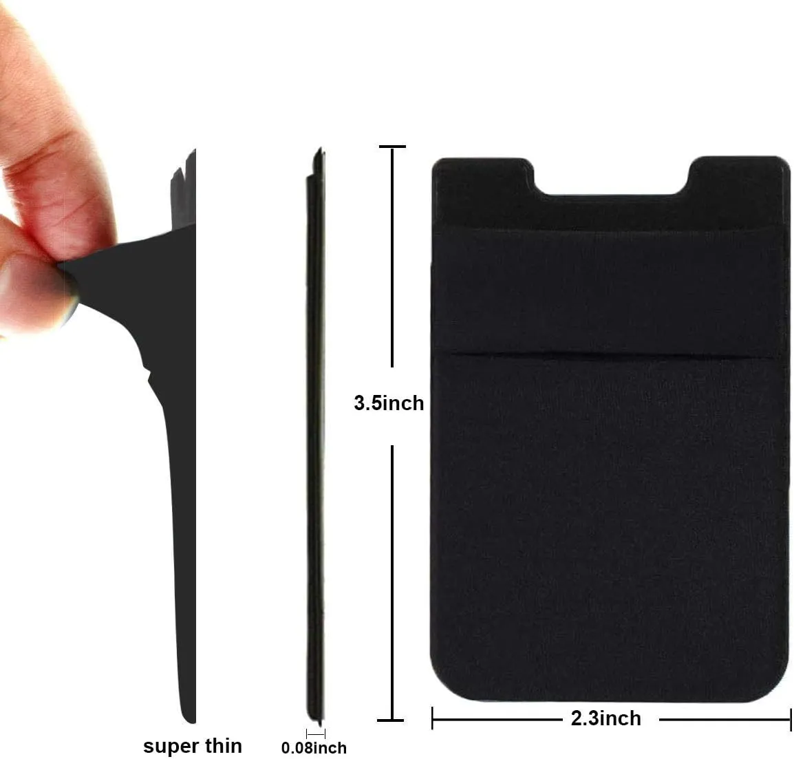 2Pack Adhesive Phone Pocket,Cell Phone Stick On Card Wallet Sleeve,Credit Cards/ID Card Holder(Double Secure) with Sticker for Back of iPhone,Android and All Smartphones-Black&Navy Blue