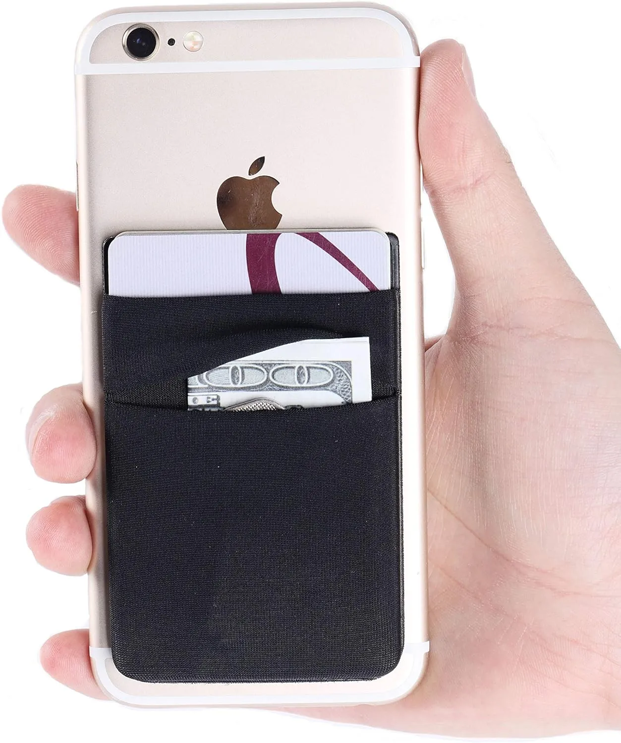 2Pack Adhesive Phone Pocket,Cell Phone Stick On Card Wallet Sleeve,Credit Cards/ID Card Holder(Double Secure) with Sticker for Back of iPhone,Android and All Smartphones-Black&Navy Blue