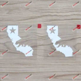 2X White 3'' California Bear Decal Sticker Map Outline Republic Cali Car Vinyl