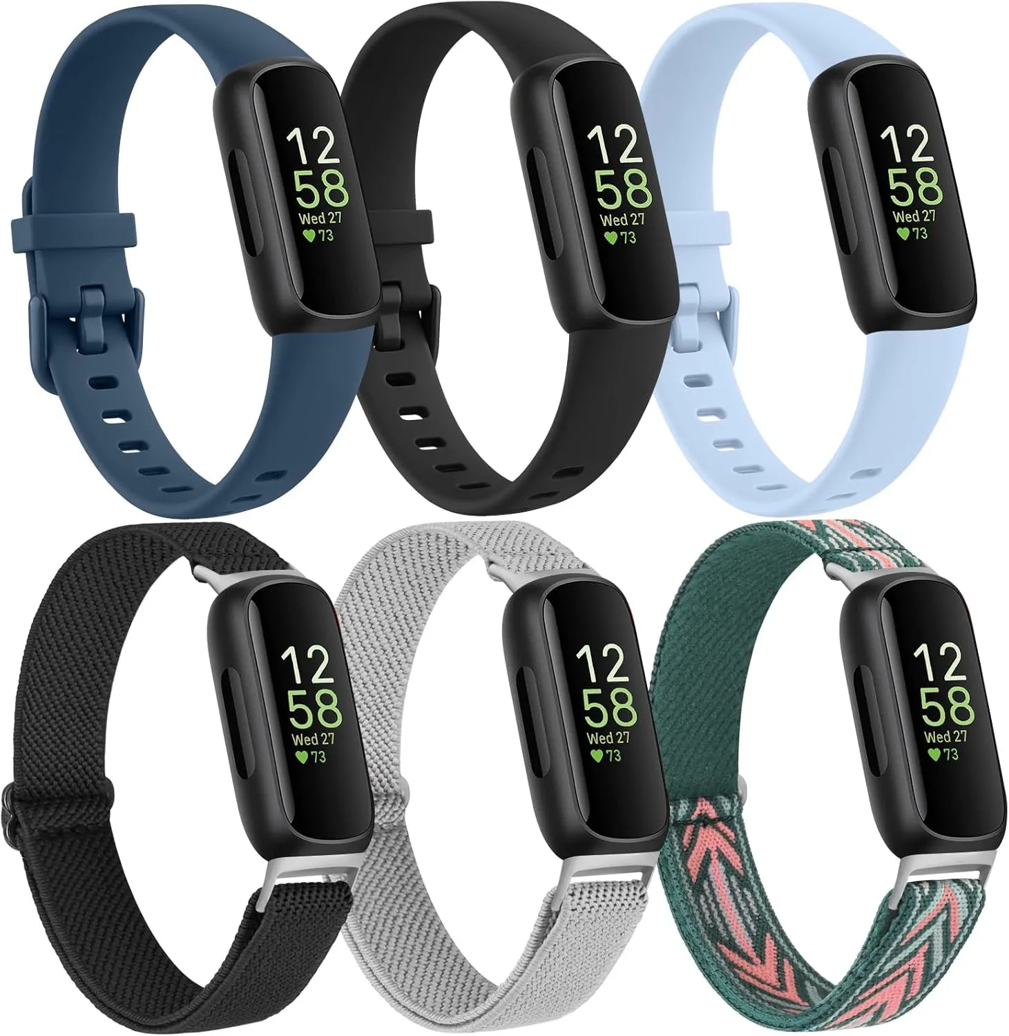 3 3 Pack Silicone Bands and Elastic Bands Compatible with Fitbit Inspire 3 Bands for Women Men, Replacement Wristband for Fitbit Inspire 3 Smartwatch