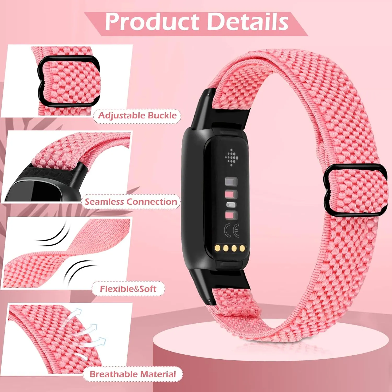 3 Pack Solo Loop Elastic Nylon Bands Compatible with Fitbit Luxe Bands for Women Men,Stretchy Adjustable Breathable Comfortable Sports Replacement Straps Wristband for Fitbit Luxe