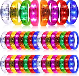 40 Pcs LED Glow Bracelets Sound Activated LED Bracelets Music Control Glow in The Dark Party Favors for Wedding, Raves, Concert, Camping, sporting Events, Party