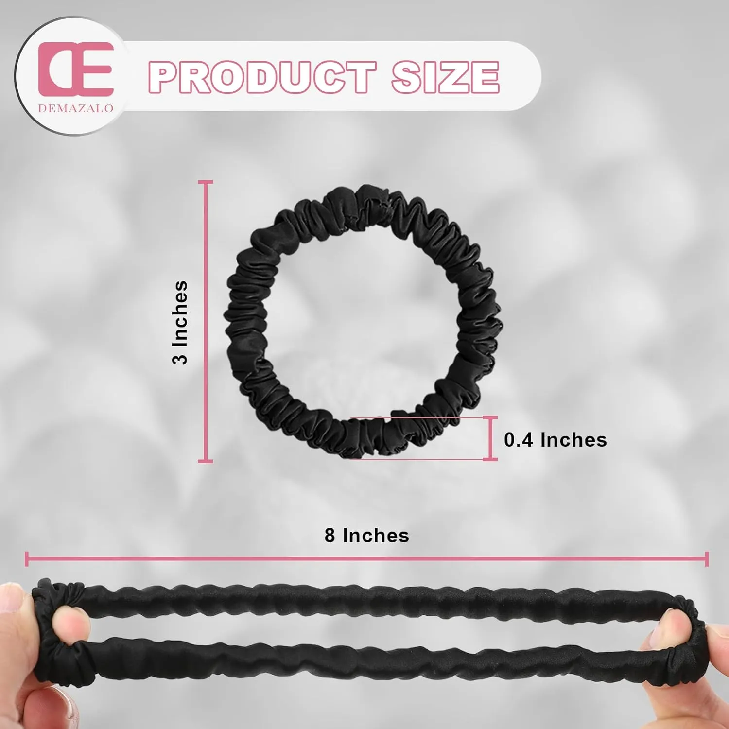 6PCS 100% Mulberry Silk Scrunchies Small Black Silk Hair Ties No Damage Satin Hair Scrunchies for Women Girls Simple Versatile High Elasticity DEMAZALO