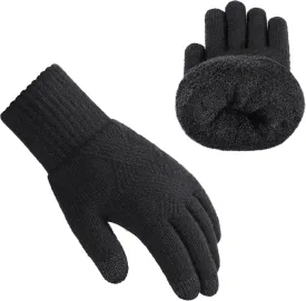 Achiou Winter Gloves for Men Women, Thicken Touch Screen Glove, Dual-Layer Knit Lining, Running Gloves for Cold Weather