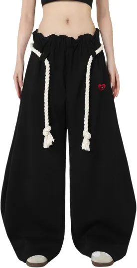 Aelfric Eden Baggy Wide Leg Pants for Women Casual Elastic Waist Lantern Trouser Sweatpants