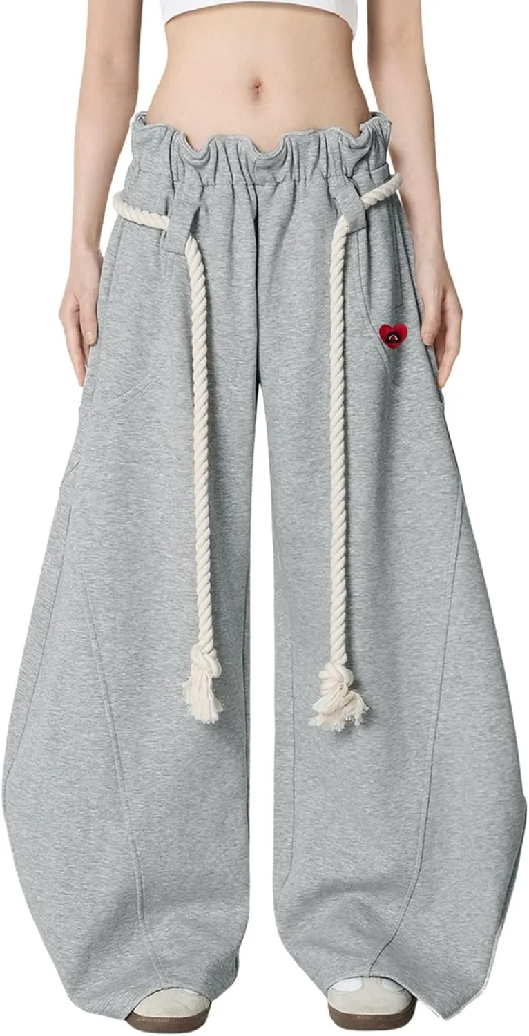 Aelfric Eden Baggy Wide Leg Pants for Women Casual Elastic Waist Lantern Trouser Sweatpants