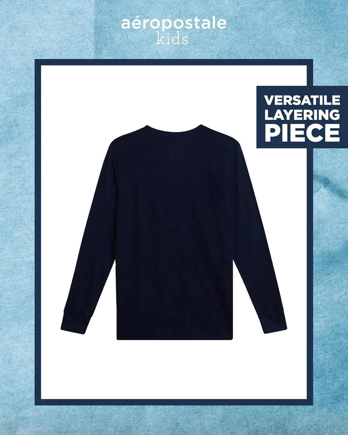 AEROPOSTALE Boys' Long Sleeve Henley Shirt - Cotton Ribbed Henley Long Sleeve Shirt - Thermal Henley Top for Boys (8-16)