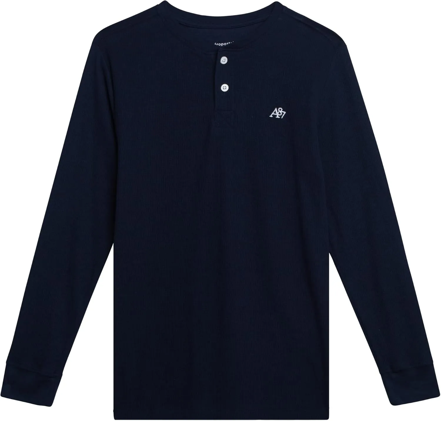 AEROPOSTALE Boys' Long Sleeve Henley Shirt - Cotton Ribbed Henley Long Sleeve Shirt - Thermal Henley Top for Boys (8-16)