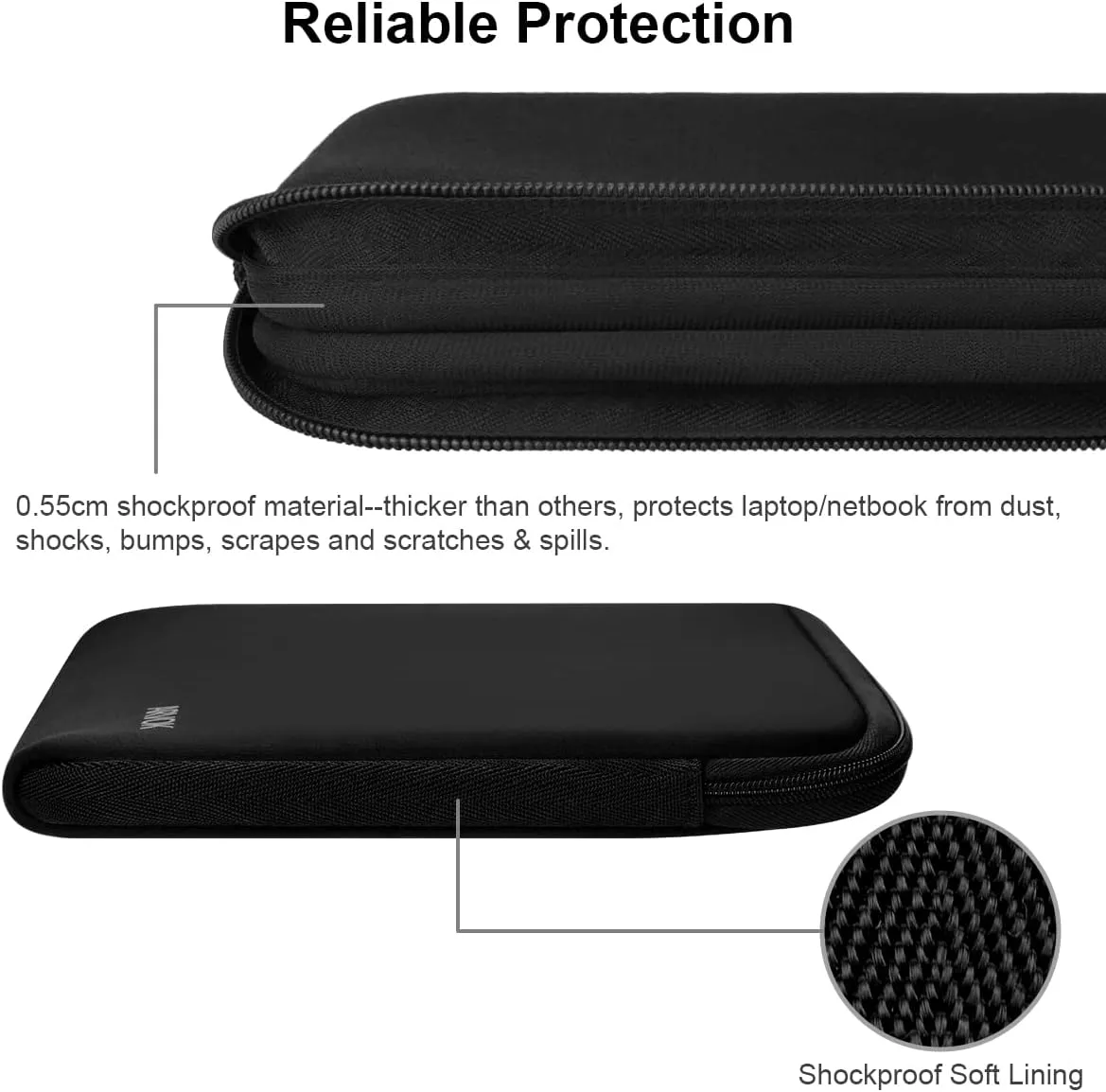 ARVOK 15 15.6 16 inch Laptop Sleeve Case, Water-Resistant Notebook Computer Pocket Tablet Briefcase Carrying Bag Pouch Skin Cover for HP/Dell/Lenovo/Asus/Acer, Black