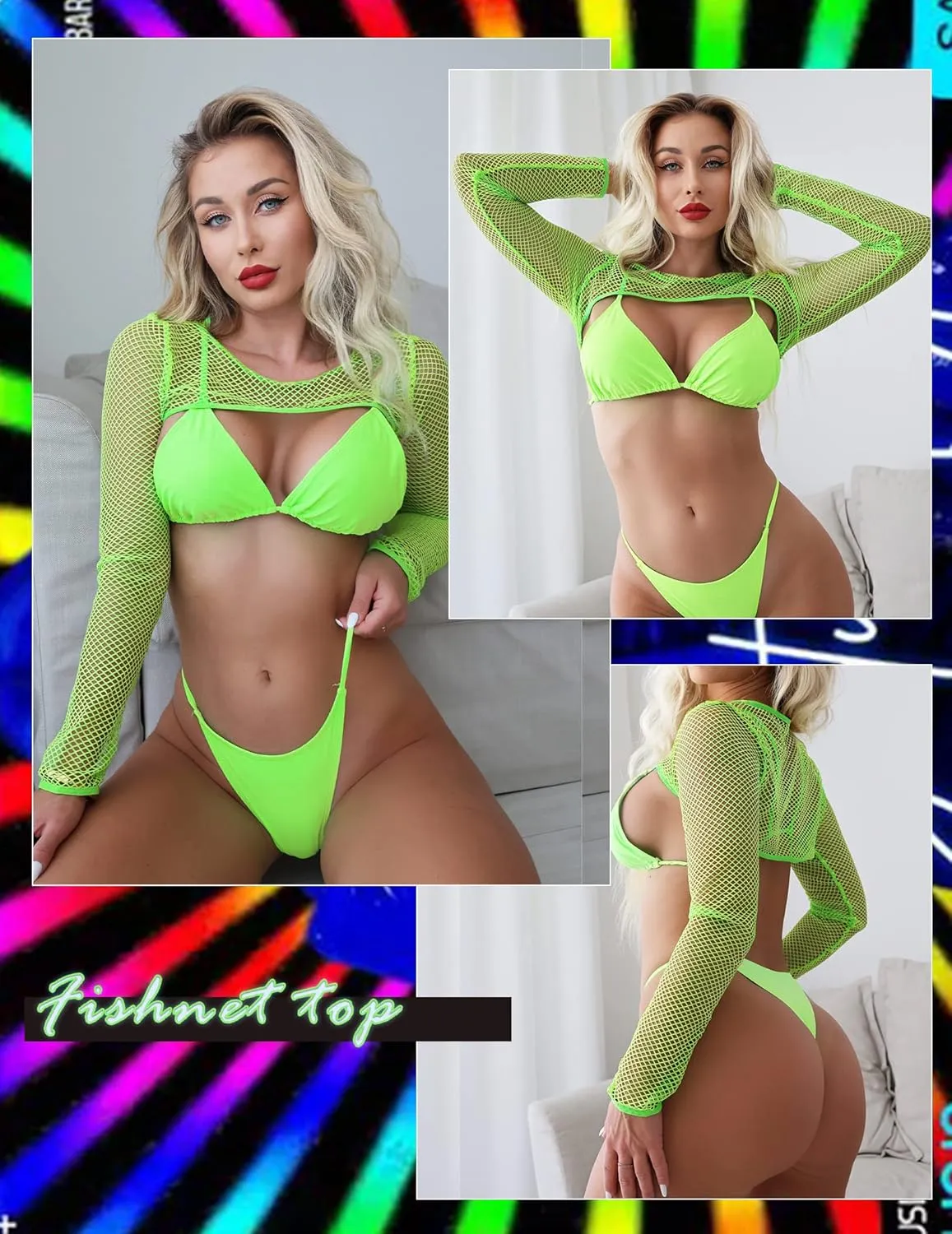 Avidlove Women Fishnet Long Sleeve Crop Top See Through Shirt Sheer Blouse Sexy Outfits