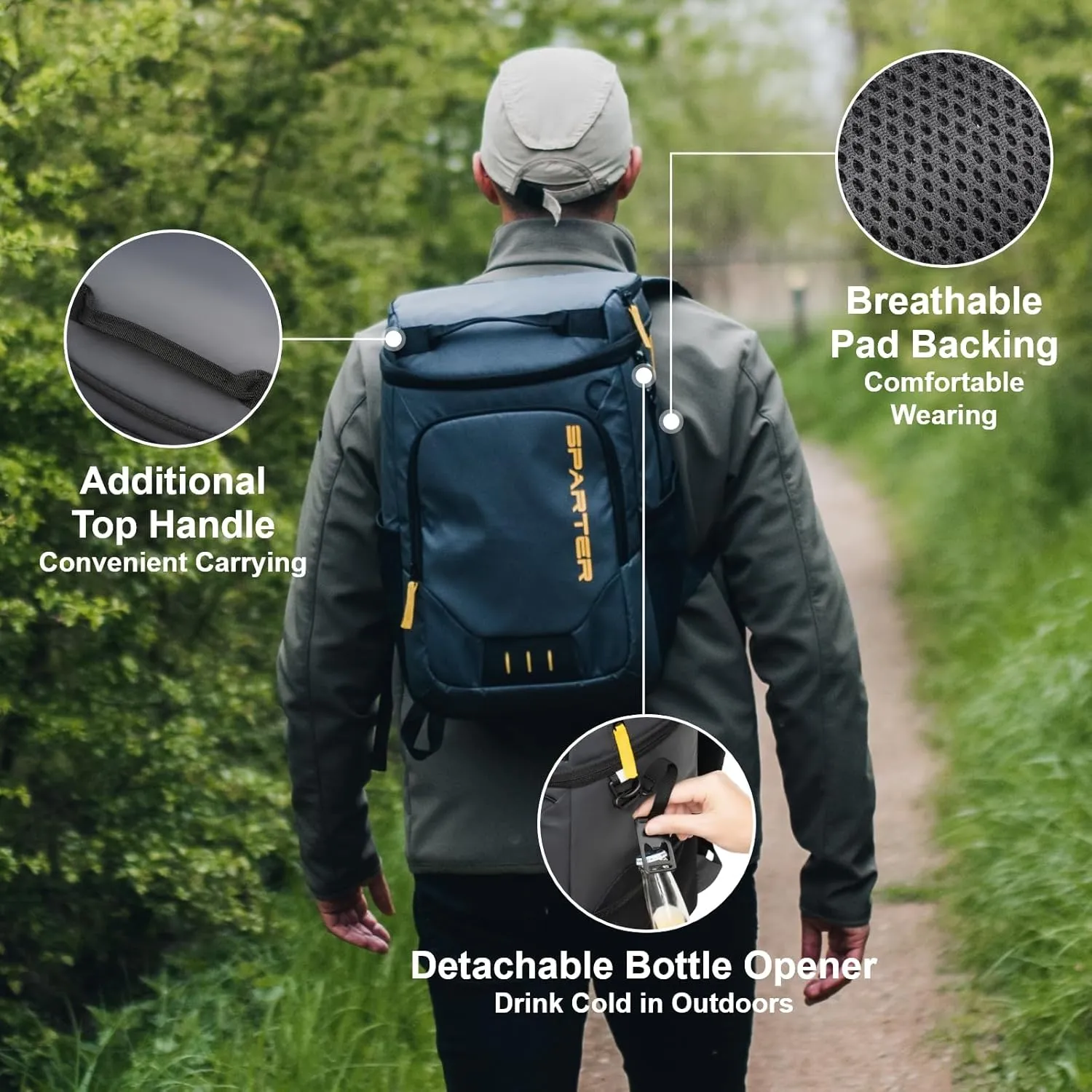 Backpack Cooler Insulated Leak Proof 30/45 Cans, 2 Insulated Compartments Thermal Bag, Portable Lightweight Beach Travel Camping Lunch Backpack for Men and Women