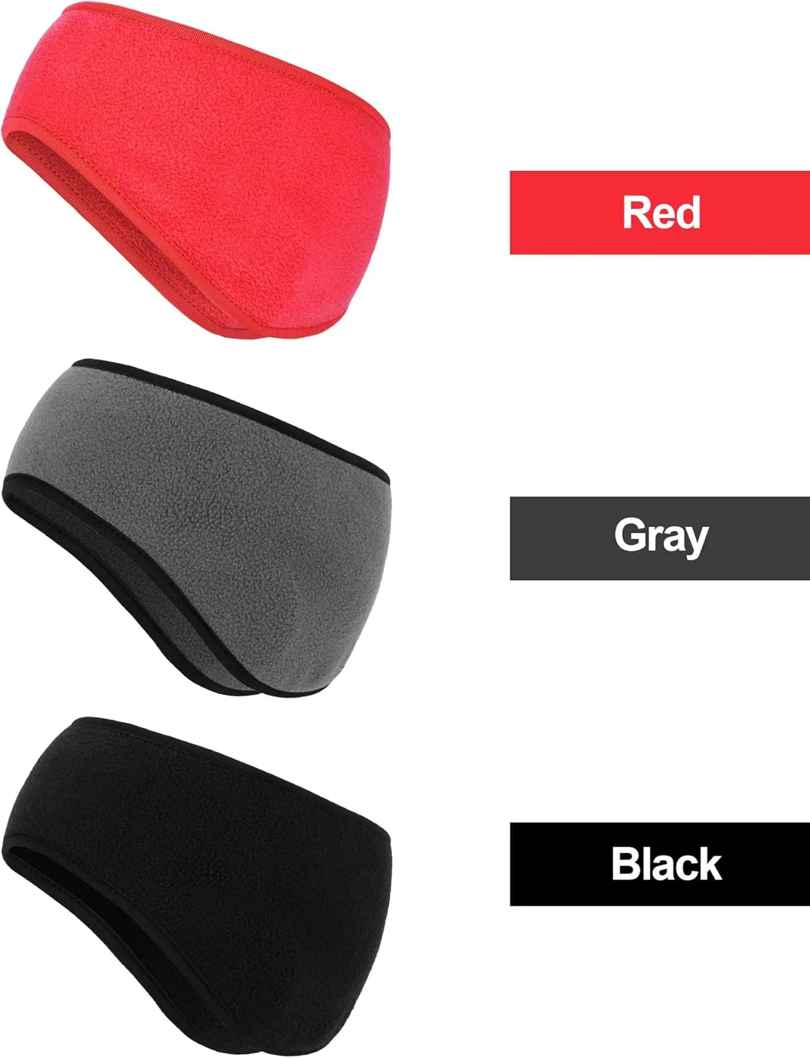 BBTO 3 Pcs Ear Warmer Fleece Headbands Ear Muffs Winter Running Gear for Women Men Adult