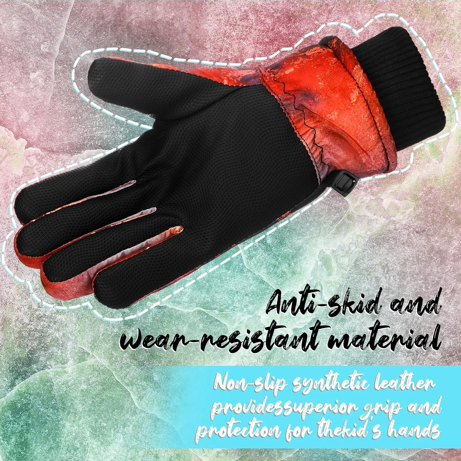 Bencailor 3 Pairs Kids Winter Gloves Waterproof Snow Ski Gloves Warm Windproof Adjustable Mittens for Boy Girl Outdoor
