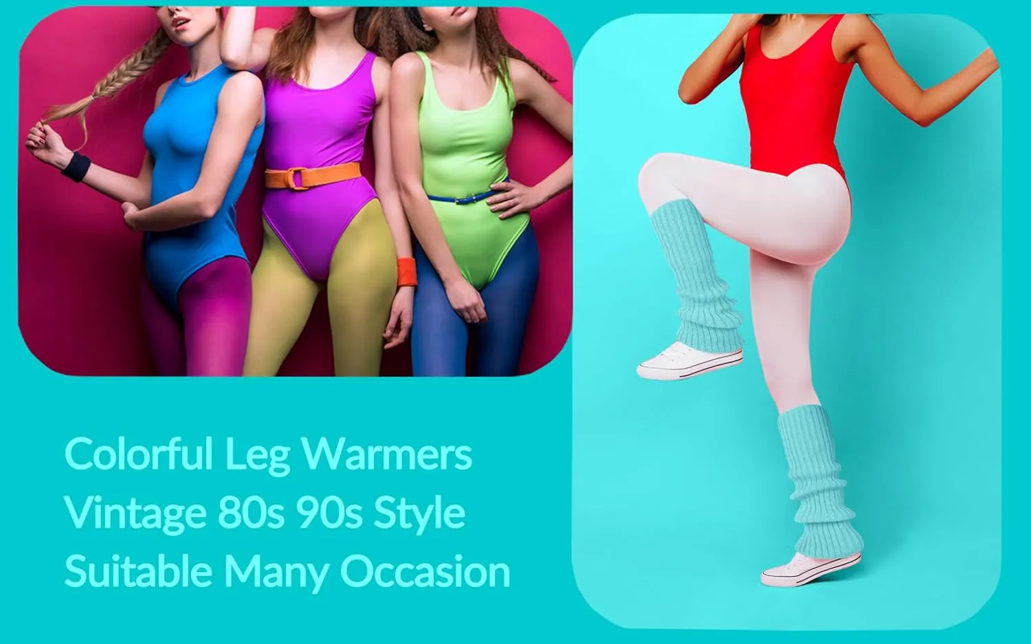 Benefeet Sox Neon Ribbed Leg Warmers for Womens Girls Knit Wool Long Winter Thick Warm Boot Socks for 80s Party Sports Yoga
