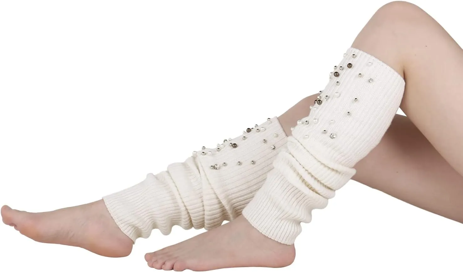 Benefeet Sox Womens Leg Warmers 80s Crochet Cable Knit Thigh High Boot Socks Long Over Knee High Footless Socks Leg Warmer