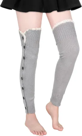 Benefeet Sox Womens Leg Warmers 80s Crochet Cable Knit Thigh High Boot Socks Long Over Knee High Footless Socks Leg Warmer