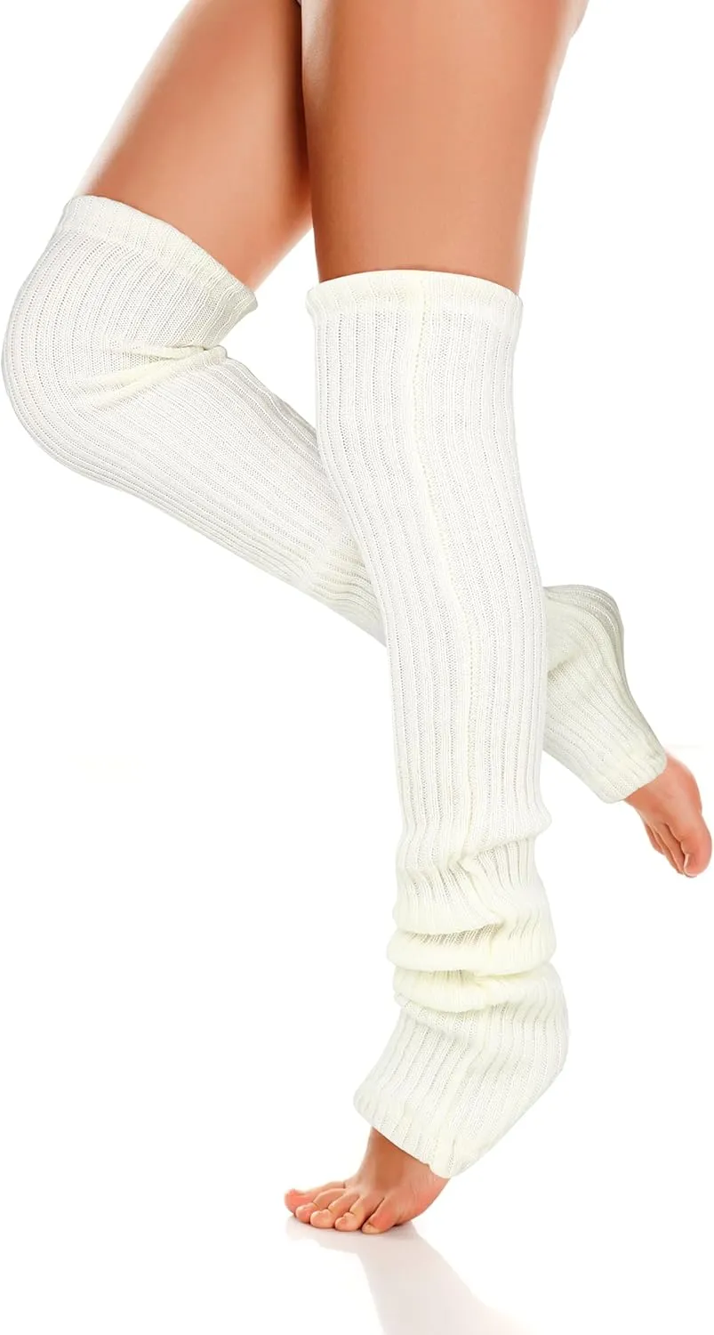 Benefeet Sox Womens Leg Warmers 80s Crochet Cable Knit Thigh High Boot Socks Long Over Knee High Footless Socks Leg Warmer