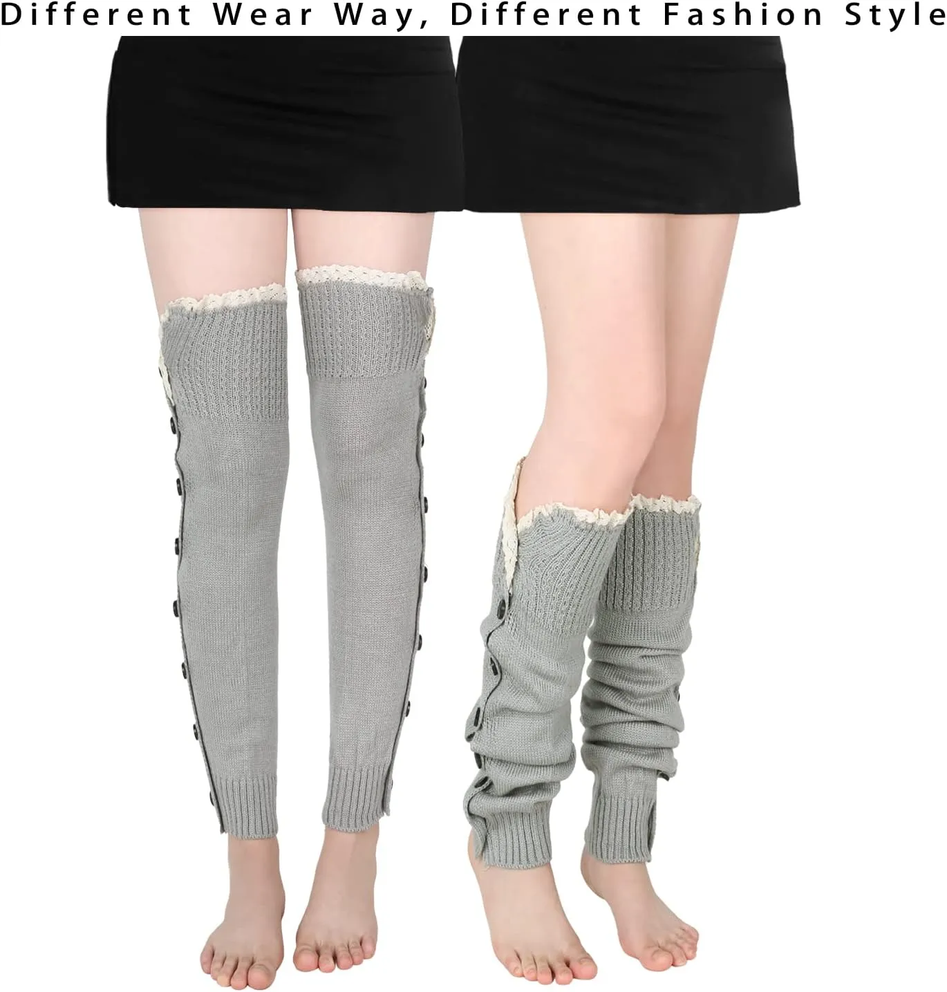 Benefeet Sox Womens Leg Warmers 80s Crochet Cable Knit Thigh High Boot Socks Long Over Knee High Footless Socks Leg Warmer