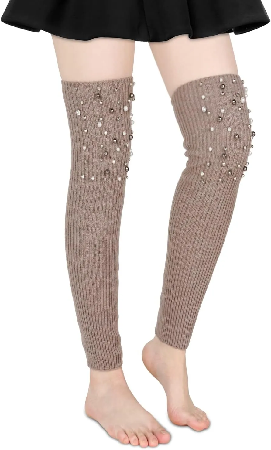 Benefeet Sox Womens Leg Warmers 80s Crochet Cable Knit Thigh High Boot Socks Long Over Knee High Footless Socks Leg Warmer