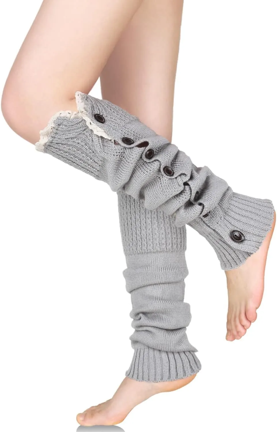 Benefeet Sox Womens Leg Warmers 80s Crochet Cable Knit Thigh High Boot Socks Long Over Knee High Footless Socks Leg Warmer