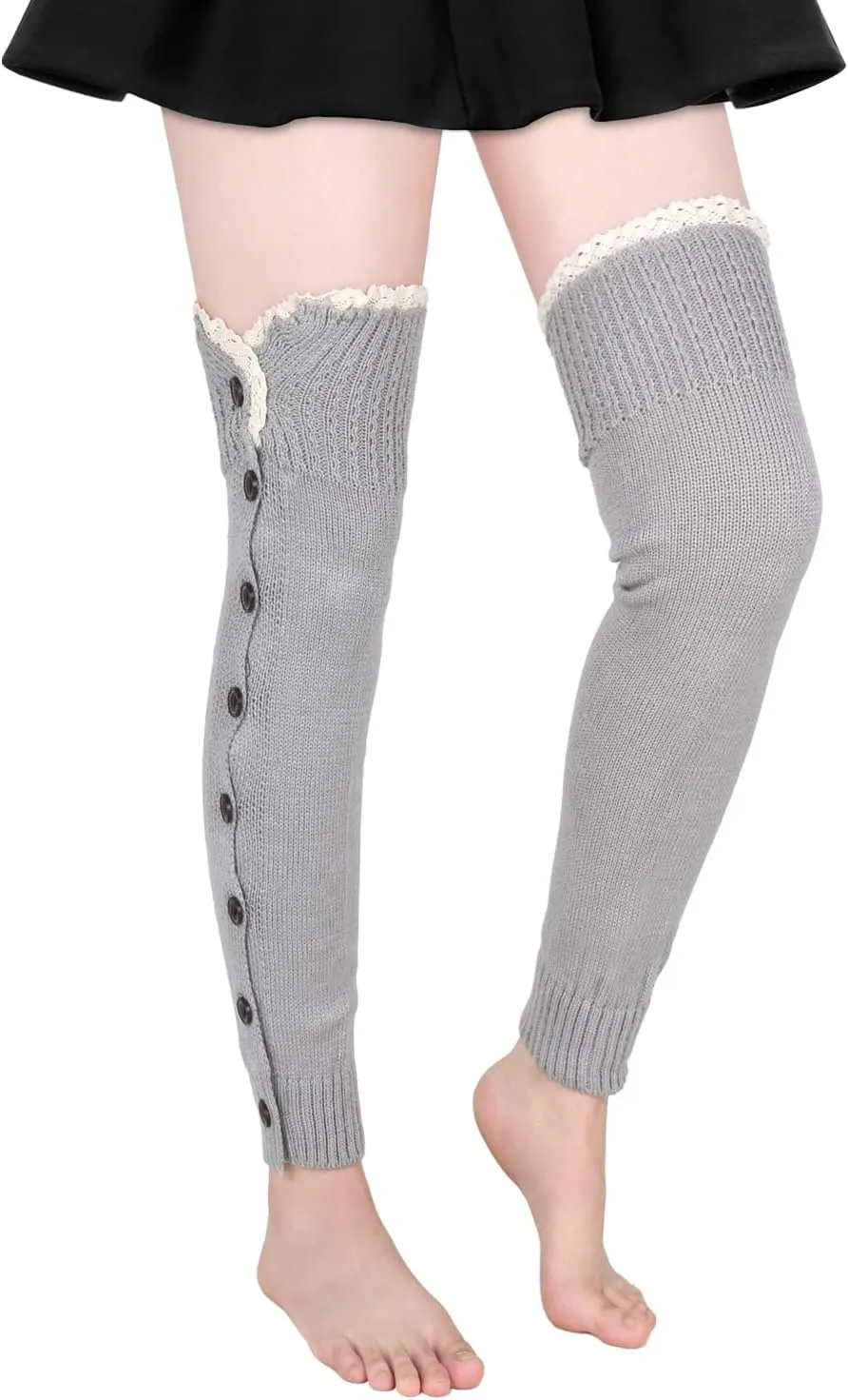 Benefeet Sox Womens Leg Warmers 80s Crochet Cable Knit Thigh High Boot Socks Long Over Knee High Footless Socks Leg Warmer