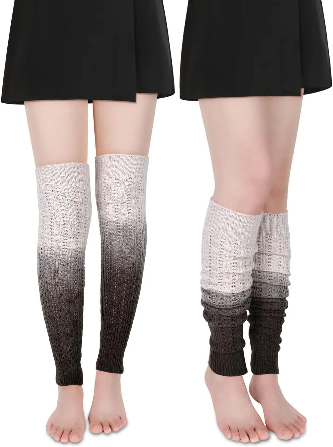 Benefeet Sox Womens Leg Warmers 80s Girls Wool Ribbed Knit Thigh High Socks Crochet Extra Long Boot Socks