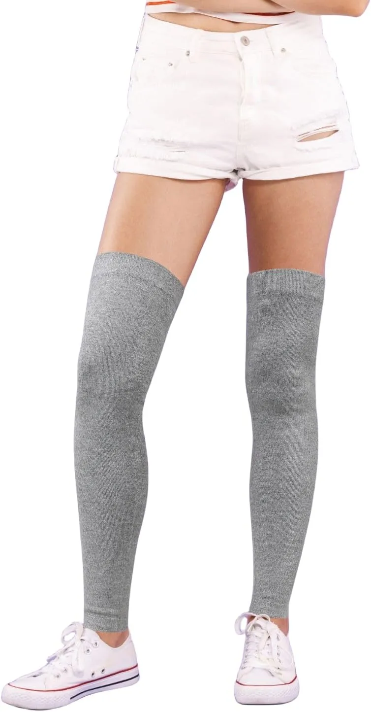 Benefeet Sox Womens Leg Warmers 80s Girls Wool Ribbed Knit Thigh High Socks Crochet Extra Long Boot Socks