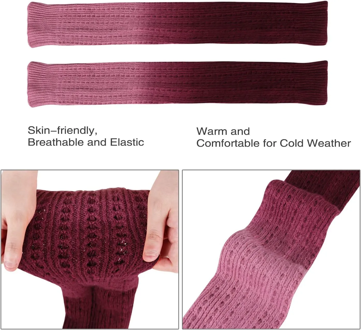Benefeet Sox Womens Leg Warmers 80s Girls Wool Ribbed Knit Thigh High Socks Crochet Extra Long Boot Socks