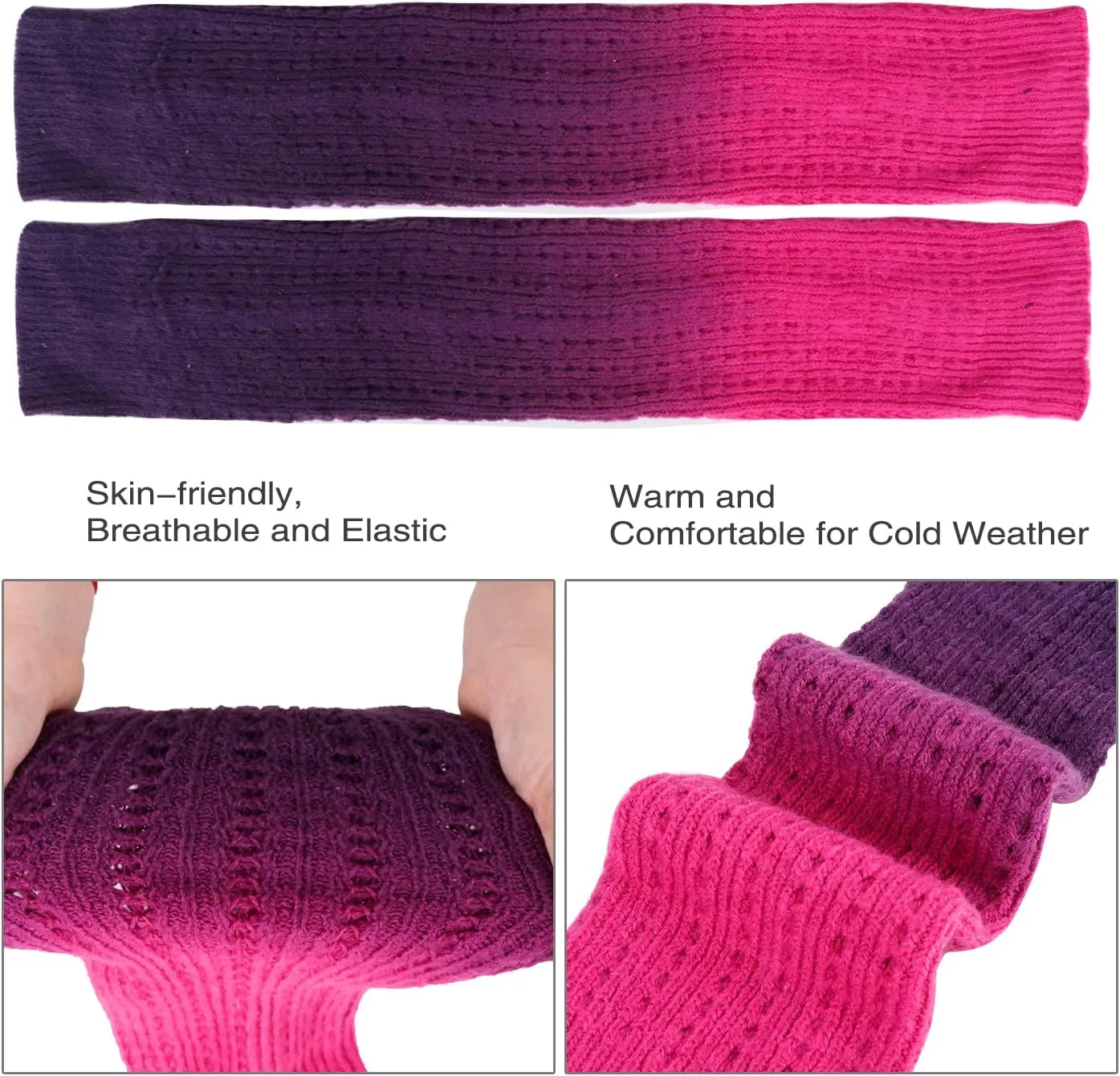 Benefeet Sox Womens Leg Warmers 80s Girls Wool Ribbed Knit Thigh High Socks Crochet Extra Long Boot Socks