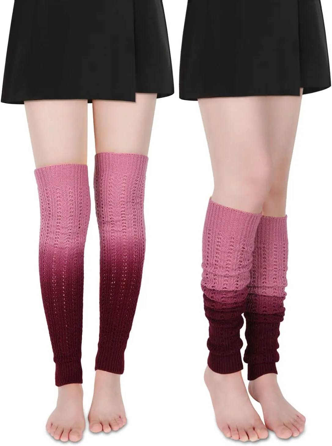 Benefeet Sox Womens Leg Warmers 80s Girls Wool Ribbed Knit Thigh High Socks Crochet Extra Long Boot Socks