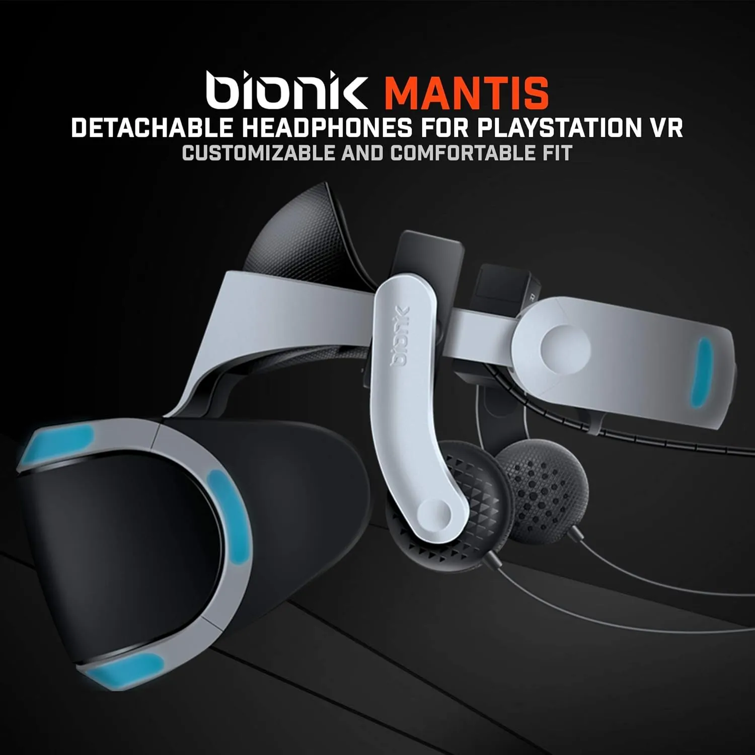 Bionik Mantis Attachable VR Headphones: Compatible with PlayStation VR, Adjustable Design, Connects Directly to PSVR, Hi-Fi Sound, Sleek Design, Easy Installation