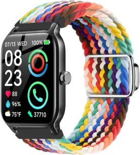 Bip 5 Band Compatible with Amazfit Bip 6 Smartwatch Bands Nylon Strap Breathable Adjustable Stretchy Loop Wristband (Rainbow)