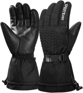 Black Winter Ski Snow Gloves for Men, Women & Youth - Waterproof, Thermal, Hand Warm - Skiing, Snowboarding - Unisex Adult - Ambidextrous - 1 Pair