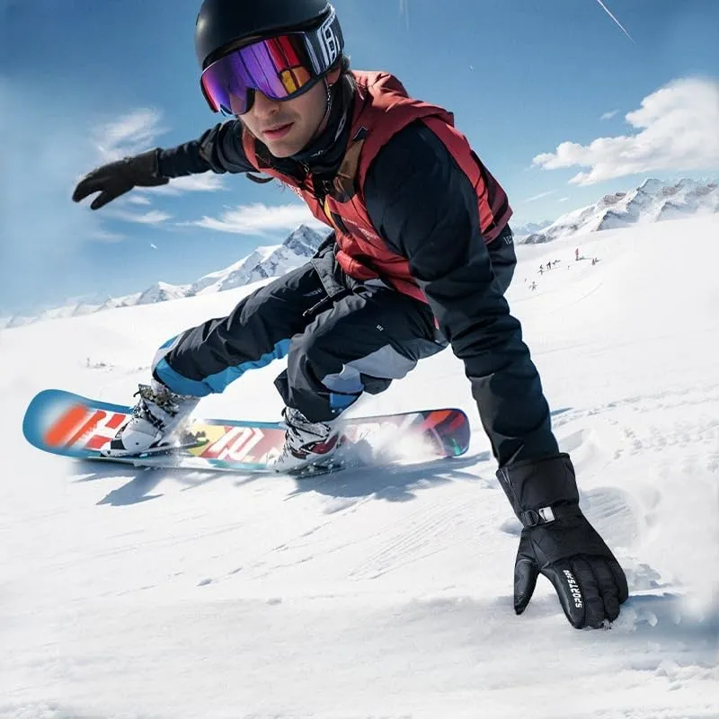 Black Winter Ski Snow Gloves for Men, Women & Youth - Waterproof, Thermal, Hand Warm - Skiing, Snowboarding - Unisex Adult - Ambidextrous - 1 Pair