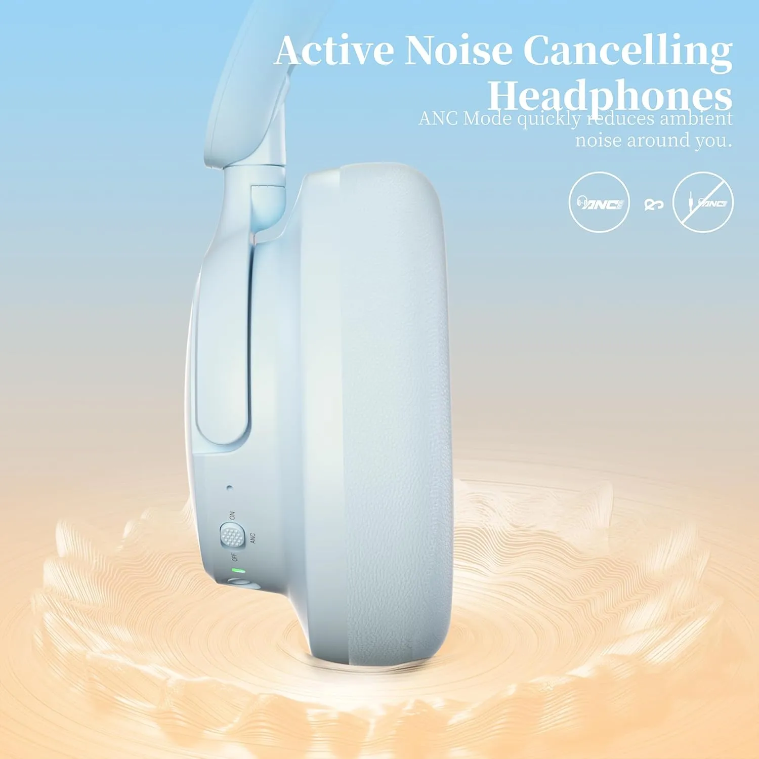 Bluetooth Headphone Over The Ear, Noise Cancelling Headphones Wireless Headsets Bluetooth with Mic, 80H Playtime, Deep Bass, Comfort Fit, Portable Lightweight Headphones for Travel, Home