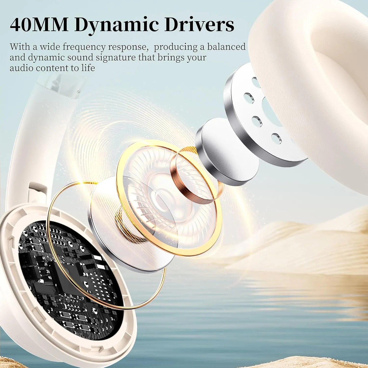 Bluetooth Over-Ear Headphones, Noise Cancelling Wireless with Mic, 80H Playtime, Deep Bass, Comfort Fit, Portable Lightweight for Travel & Home