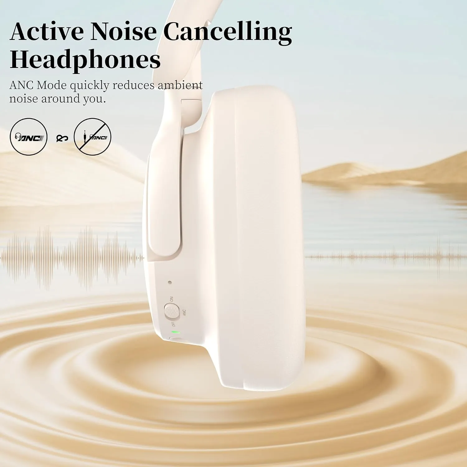 Bluetooth Over-Ear Headphones, Noise Cancelling Wireless with Mic, 80H Playtime, Deep Bass, Comfort Fit, Portable Lightweight for Travel & Home