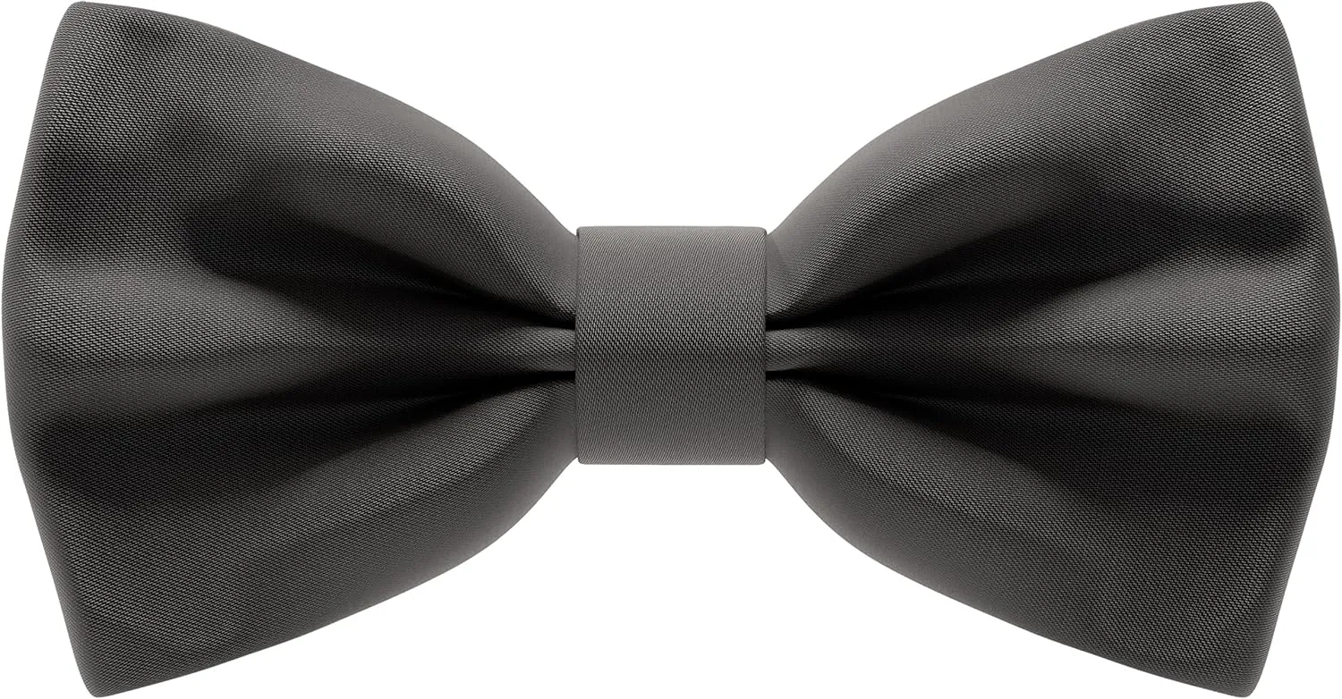Bow Tie House Satin Classic Pre-Tied Bow Tie Formal Solid Tuxedo for Adults & Children