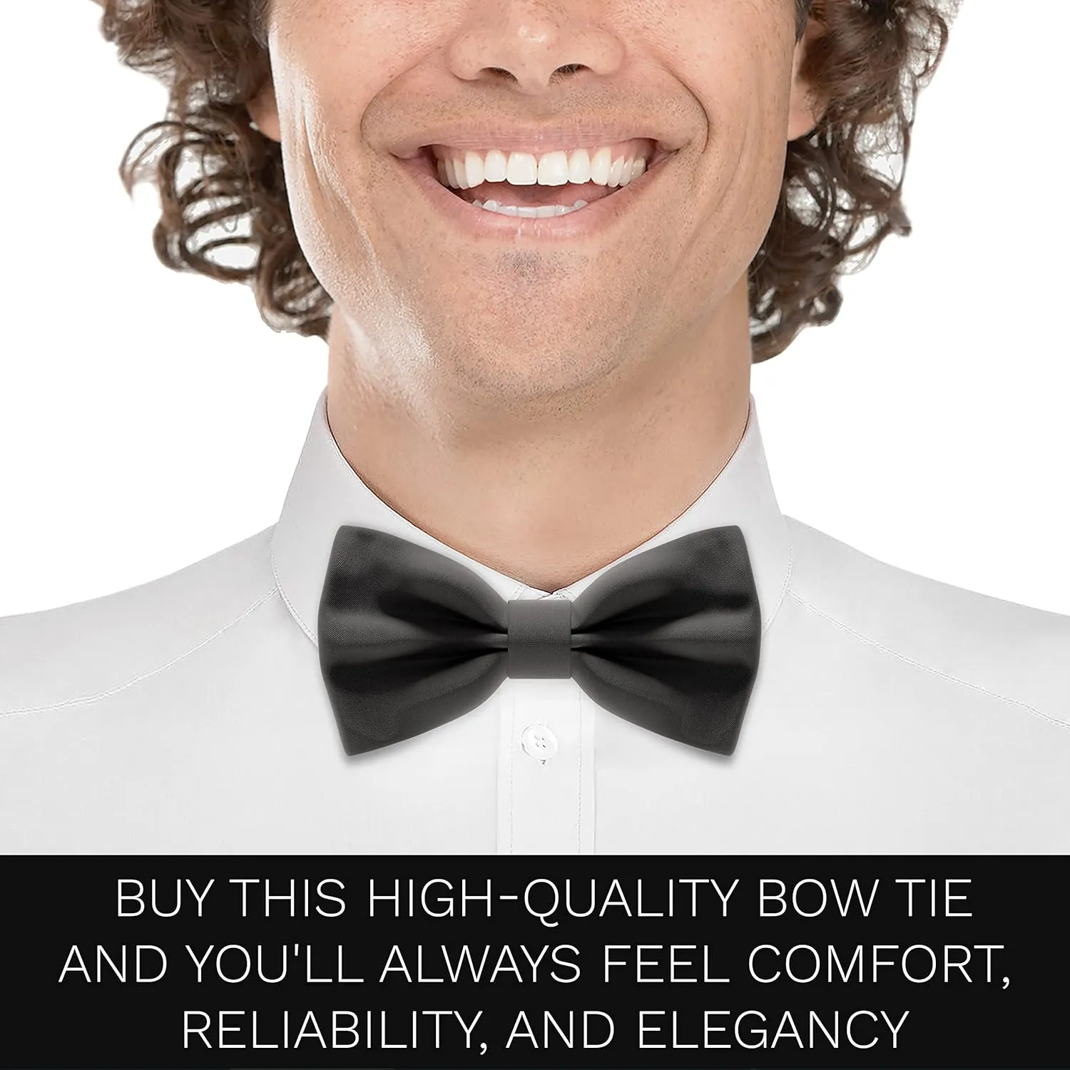 Bow Tie House Satin Classic Pre-Tied Bow Tie Formal Solid Tuxedo for Adults & Children